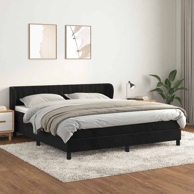 vidaXL Posteľný rám boxspring s matracom čierny 160x200 cm zamat