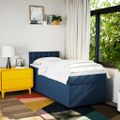 vidaXL Posteľný rám boxspring s matracom modrý 90x200 cm látka