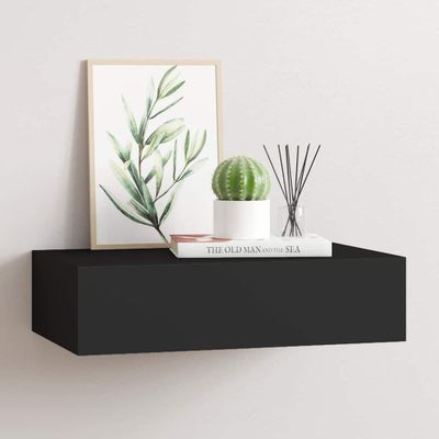 vidaXL Nástenná zásuvková polica čierna 40x23,5x10 cm MDF