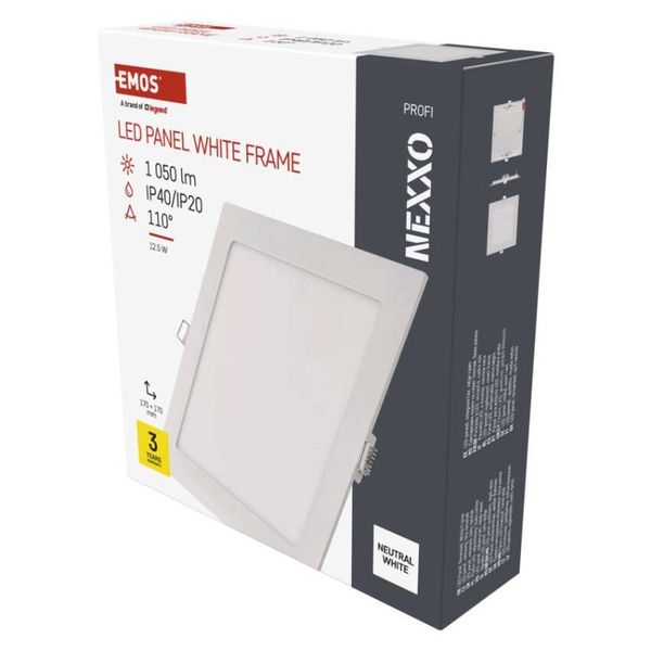 LED vstavané svietidlo NEXXO, štvorec, biely, 12W, neutrálna biela