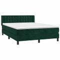 vidaXL Posteľný rám boxsping s matracom tmavozelený 140x200 cm zamat