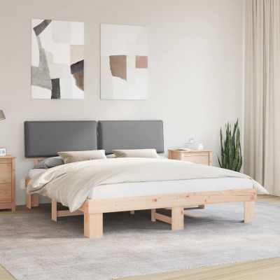 vidaXL Rám postele s čalúneným čelom Svetlosivá 200 x 200 cm