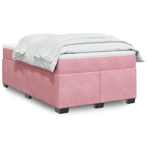 vidaXL Boxspring posteľ s matracom, ružová 120x190 cm, zamat