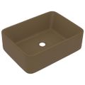 vidaXL Luxusné umývadlo matné krémové 41x30x12 cm keramické