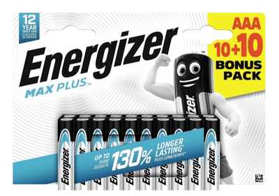 Energizer Max Plus AAA alkalické batérie 20 ks (10 + 10)