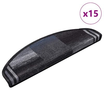 vidaXL Samolepiace nášľapy na schody 15 ks, čierno sivé 65x21x4 cm