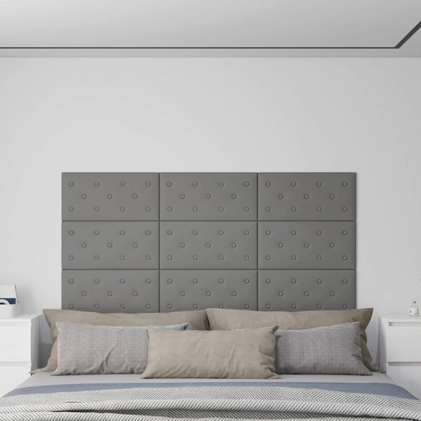 vidaXL Nástenné panely 12 ks sivé 60x30 cm umelá koža 2,16 m²