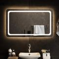 vidaXL Zrkadlo do kúpeľne s LED Priehľadná 100 x 60 cm tvrdené sklo