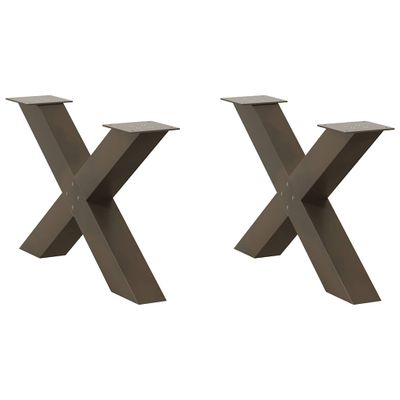 vidaXL Nohy konferenčného stolíka v tvare X, 2 ks, prírodná oceľ, 70 x (42-43) cm, oceľ