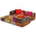 vidaXL 3-miestna modulárna taburetka, patchwork, látka