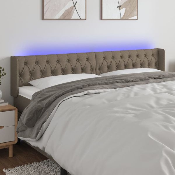 vidaXL Čelo postele s LED sivohnedé 183x16x78/88 cm látka