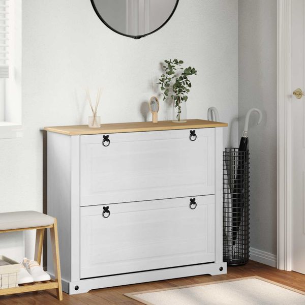 vidaXL Skriňa na topánky s poličkou Corona Biela 99 x 32 x 85 cm