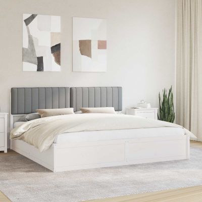 vidaXL Rám postele s čalúneným čelom Svetlosivá 200 x 200 cm