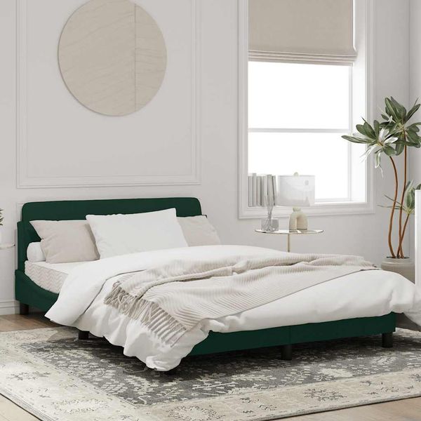 vidaXL Rám postele Dover tmavozelený 140x190 cm zamat