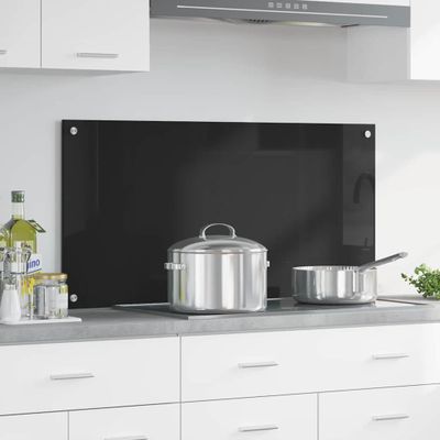 vidaXL Kuchynský obklad Čierna 100 x 50 cm tvrdené sklo