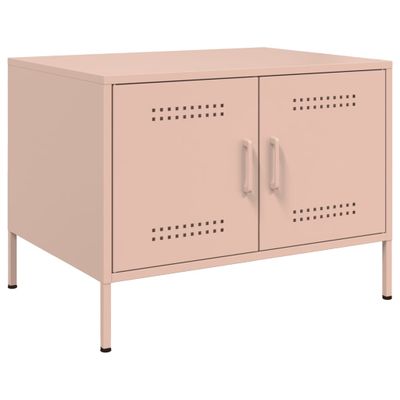vidaXL Konferenčný stolík ružový 68x50x50,5 cm oceľ