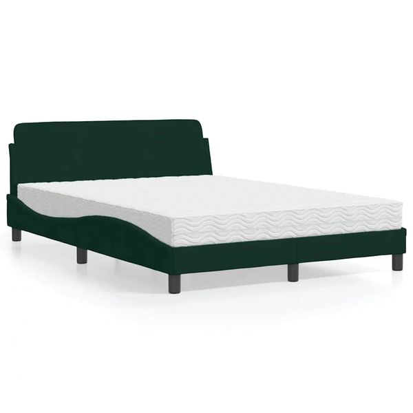 vidaXL Posteľ s matracom Dover tmavozelený 120x200 cm zamat