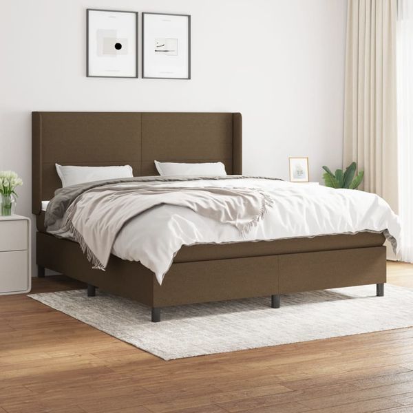 vidaXL Boxspring posteľ s matracom tmavohnedá 180x200 cm látka