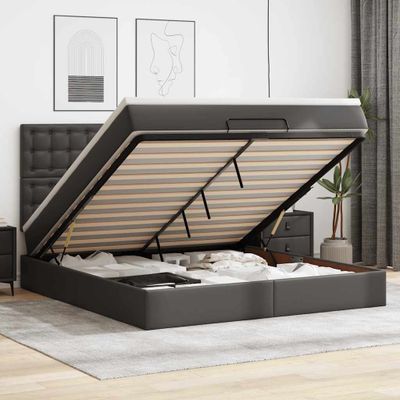 vidaXL Osmanský rám postele s matracom čierna 180x200 cm umelá koža