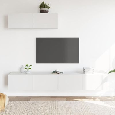 vidaXL 3-dielna súprava TV skriniek biela spracované drevo