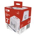 Prodlužovací kabel EMOS P0212CQ - kostka 2 m / 2 zásuvky / biely / 2×USB-A + 1×USB-C+Qi / 1,5 mm2