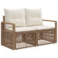vidaXL Súprava záhradných pohoviek 7 ks Bežová a smotanovo biela