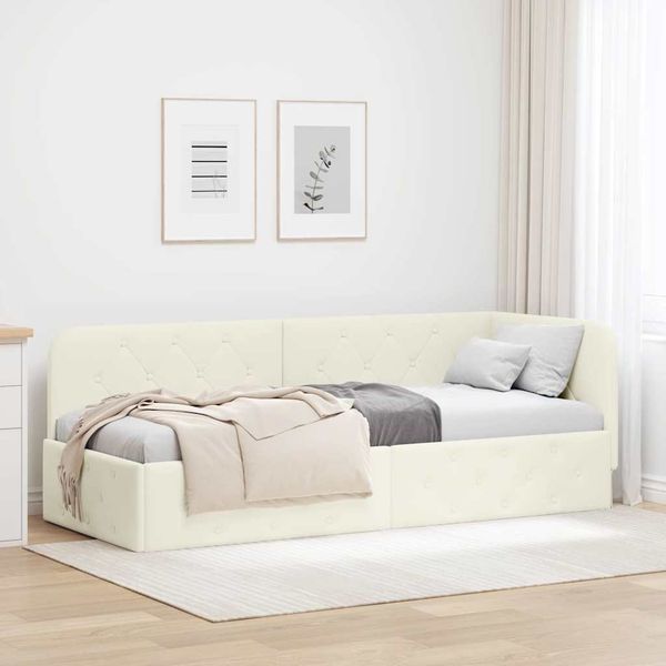 vidaXL Rohový rám postele Krémová 80 x 200 cm Zamat