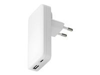 Sieťový adaptér - slim - 65 Watt - 2 výstupné konektory (USB-C, USB) - biela