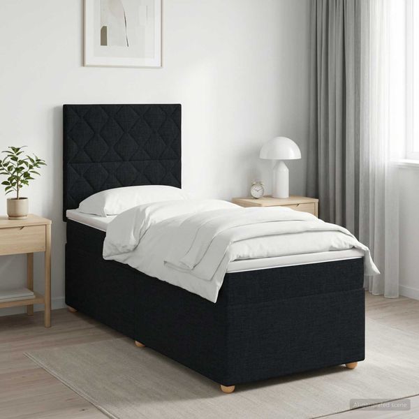 vidaXL Posteľ boxspring s matracom Čierna 100 x 200 cm Látka