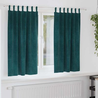vidaXL Zatemňovacie závesy 2 pcs Tmavozelená 140 x 175 cm Zamat