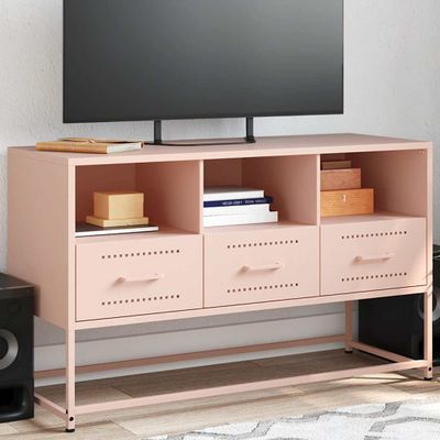 vidaXL TV skrinka ružová 100,5x39x60,5 cm oceľ