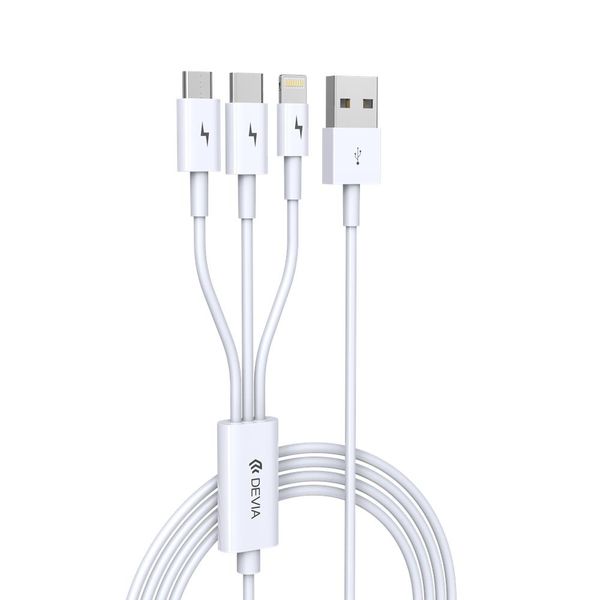 Devia kábel 3v1 Smart EC141 USB - Lightning + USB-C + MicroUSB 1,2 m 2A biely