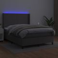 vidaXL Boxspring posteľ s matracom a LED sivá 140x200 cm umelá koža