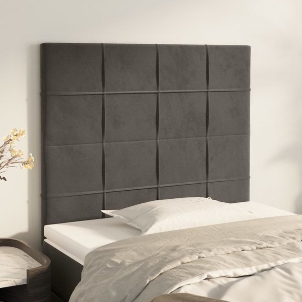 vidaXL Čelo postele tmavosivé 80x5x118/128 cm zamatové