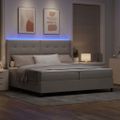 vidaXL LED box s pružinami Sivohnedá 200 x 200 cm látka
