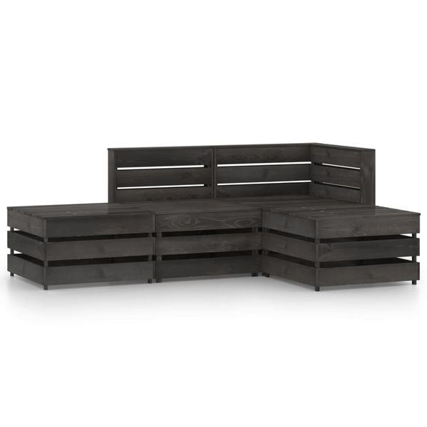 vidaXL 4-dielna záhradná sedacia súprava sivá impregnovaná borovica