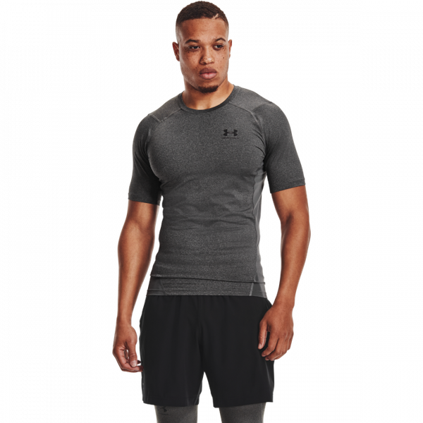 Kompresné tričko HG Armour Comp SS Grey - Under Armour, veľkosť L, 85% polyester, 15% elastane