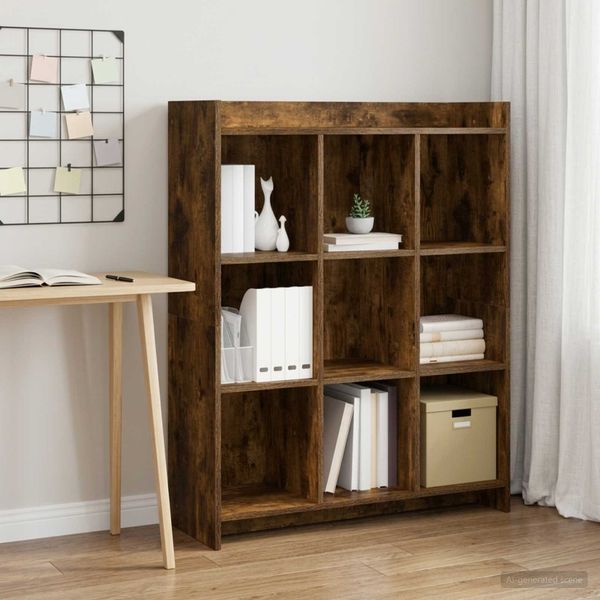 vidaXL Knižnica Dymový dub 87,5 x 30 x 111 cm Kompozitné drevo