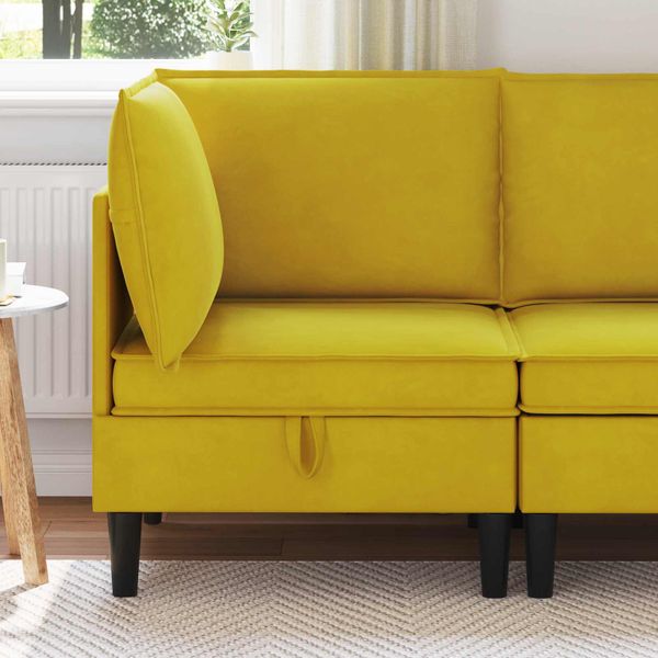 vidaXL Sofa s úložným priestorom Žltá Zamat