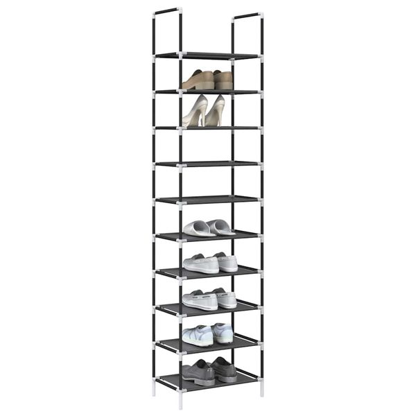 VidaXL Stojan na topánky 10-vrstvový čierny 44x28x180 cm netkaná látka