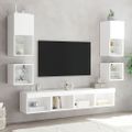 vidaXL 8-dielne TV nástenné skrinky s LED biele kompozitné drevo
