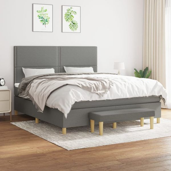 vidaXL Boxspring posteľ s matracom tmavosivá 180x200 cm látka