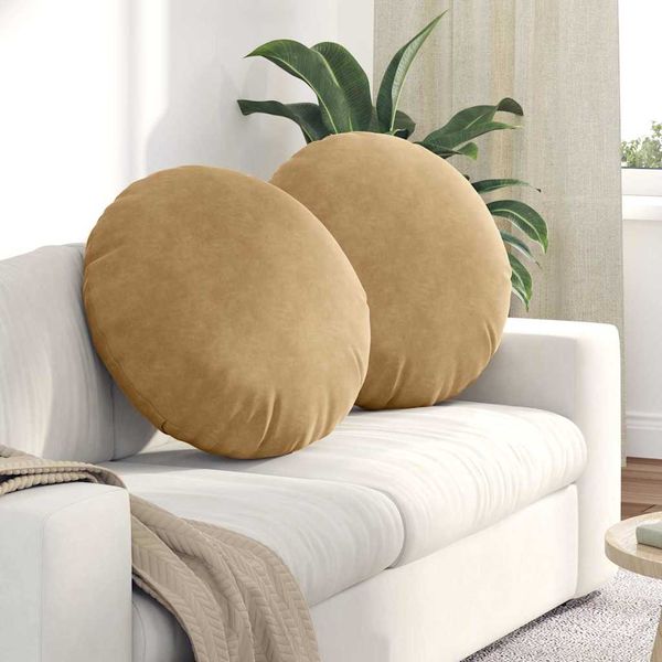 vidaXL Vankúše na sedenie 2 pcs Hnedá Ø 80 x 29 cm Zamat