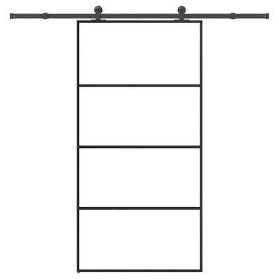 vidaXL Posuvné dvere s kovaním ESG sklo a hliník 102,5x205 cm