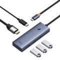 Rozbočovač 5 v 1 Baseus série UltraJoy USB-C na HDMI4K@30Hz+3xUSB 3.0+1xPD (sivý)