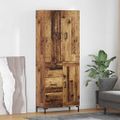 vidaXL Highboard Staré drevo 69,5 x 34 x 180 cm Kompozitné drevo
