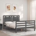 vidaXL Rám postele s čelom sivý 140x190 cm masívne drevo