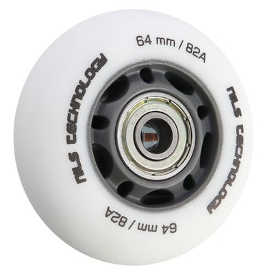 Matné kolieska NILS Extreme PU 64x24 82A s ložiskami ABEC 9, biele, 4 ks