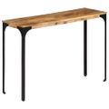 vidaXL Konzolový stolík hnedý 110x35x76 cm mangovníkový masív a železo
