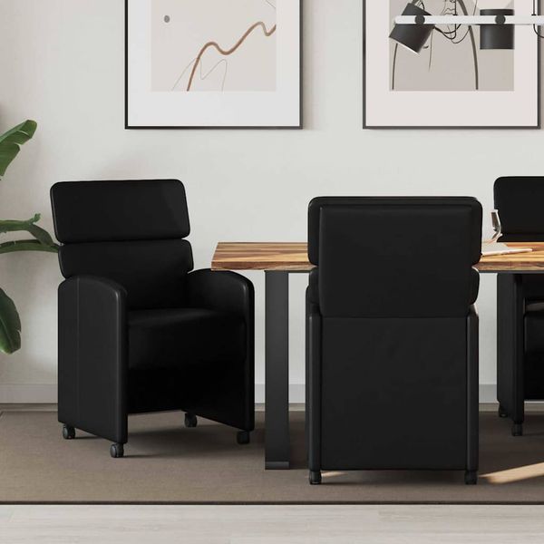 vidaXL Jedálenské stoličky na kolieskach 2 pcs Čierna 58 x 65 x 98 cm